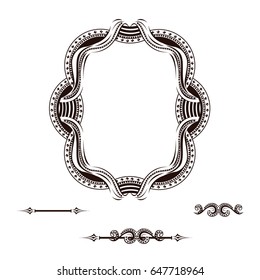 Vintage label with ornament. Vector elements on white background.