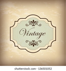 Vintage label over old background vector illustration