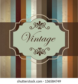 Vintage label over old background vector illustration