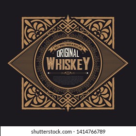 Vintage label for packaging. Western style with floral details.