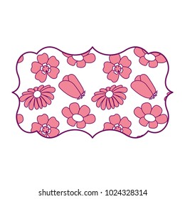 vintage label with pattern differents flowers spring theme