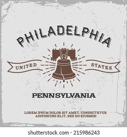 vintage label with Philadelphia logo ( T-Shirt Print )