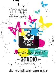 Vintage Label, photography studio Style. Typography vector Elements. 