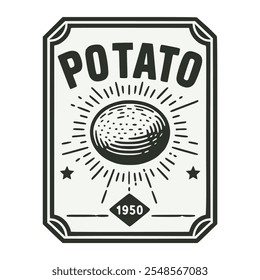 vintage label potato retro emblem badge sticker vector illustration template design