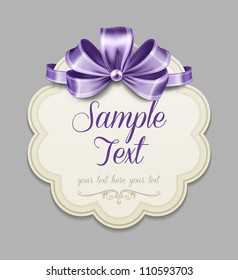 Vintage label with a purple bow