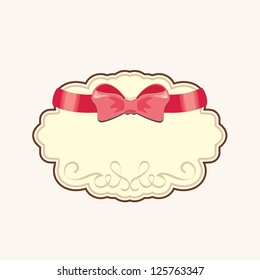 Vintage label with a red bow. Vector vintage frame.