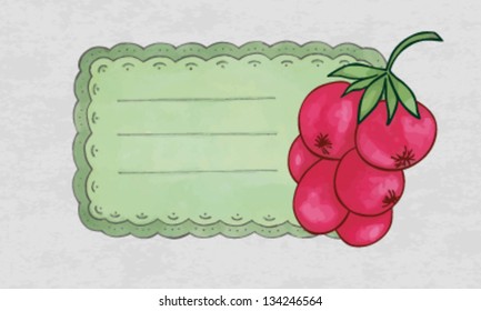 vintage label with a redcurrant fruit