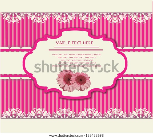 vintage label retro\
colors with flowers,\
pink