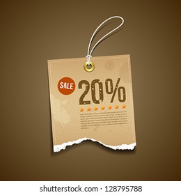 Vintage Label Ripped brown paper sale for business design background, vector illustration