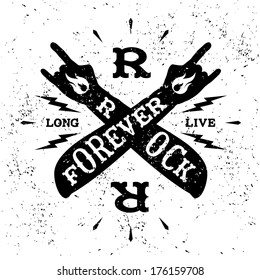 vintage label " rock forever"