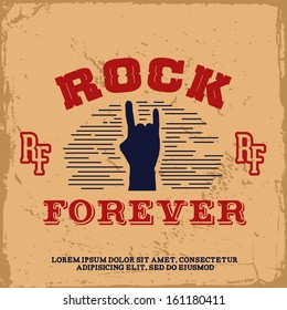 vintage label with rock forever (T-Shirt Print)