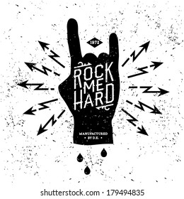 vintage label "rock me hard" (T-Shirt Print)