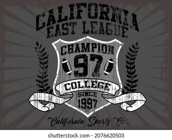 Vintage label set, athletic sport typography for t-shirt print. Varsity style. T-shirt graphic. Vector eps10