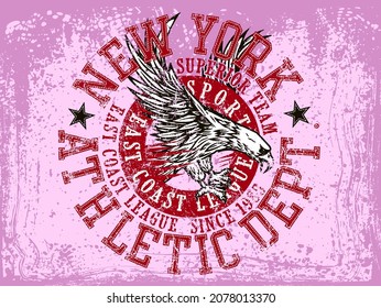 Vintage label set, athletic sport typography for t-shirt print. Varsity style. T-shirt graphic. Vector eps10