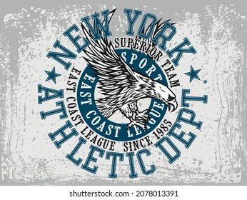 Vintage label set, athletic sport typography for t-shirt print. Varsity style. T-shirt graphic. Vector eps10