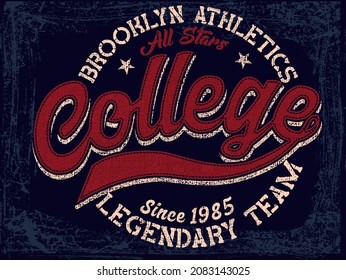 Vintage label set, athletic sport typography for t-shirt print. Varsity style. T-shirt graphic. Vector eps10