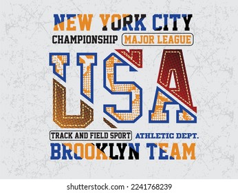 Vintage label set, athletic sport typography for t-shirt print. Varsity style. T-shirt graphic. Vector eps10