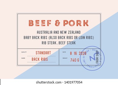 Vintage Label. Set of graphic modern vintage label for brand, logo, sticker. Meat theme. Retro design label, tag or card, monochrome classic old school style with typographic. Vector Illustration