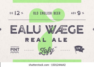 Vintage Label. Set of graphic modern vintage label, tag, sticker for brand, logo, packing, minimal design. Retro design minimal label with text Ealu Waege - Ale Cup on Old English. Vector Illustration