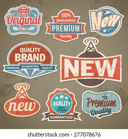 Vintage label set. Vector retro design banner backgrounds. Label set with removable texture effect