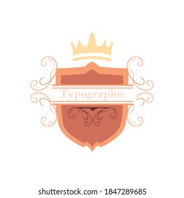 vintage label shield with crown element design of retro and decorative theme Vector illustration