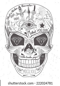 Vintage label skull. The Printing Elements.