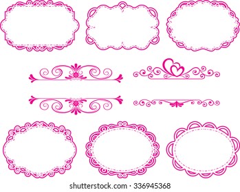 Vintage Label Style Collection, frame floral pink set