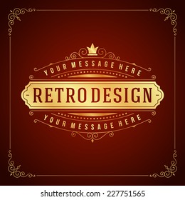 Vintage Label Template decoration ornament and frame. Retro design for Invitations, Posters, Badges, Logotypes and other design. Flourishes calligraphic. 