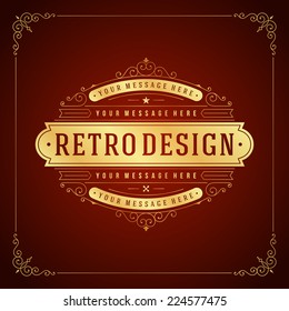 Vintage Label Template. Retro design for Invitations, Posters, Badges, Logotypes and other design. Flourishes calligraphic. 
