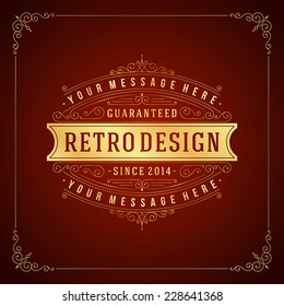 Vintage Label Template. Retro design for Invitations, Posters, Badges, Logotypes and other design. Flourishes calligraphic. 