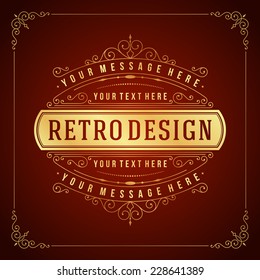 Vintage Label Template. Retro design for Invitations, Posters, Badges, Logotypes and other design. Flourishes calligraphic. 