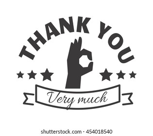 Vintage label with thank you text vector badge