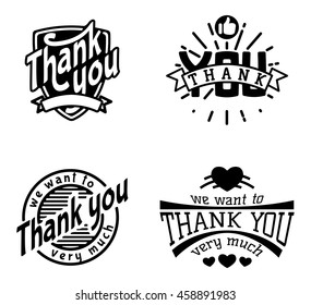 Vintage label Thank You text vector badge