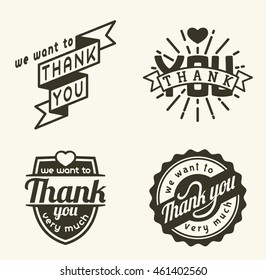 Vintage label Thank You text vector badge