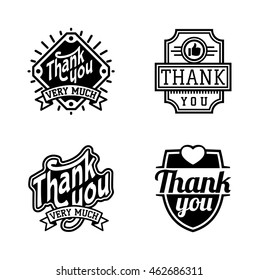 Vintage label Thank You text vector badge