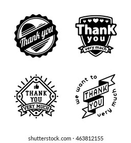 Vintage label Thank You text vector badge