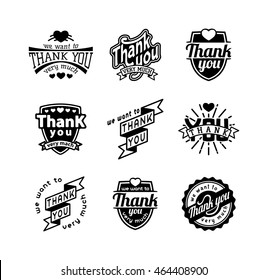 Vintage label Thank You text vector badge