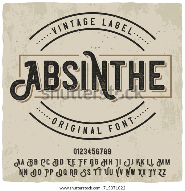 Absinth という名前のビンテージラベルの書体 アルコールラベルデザインに適したビンテージフォント のベクター画像素材 ロイヤリティフリー