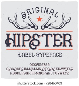 Vintage label typeface named "Hipster". Good handcrafted font for any label design.