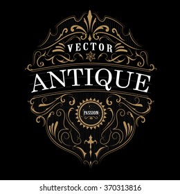 Vintage label typography Antique frame design border vector