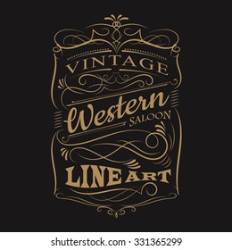 Vintage label typography western hand drawn frame t-shirt design vectors