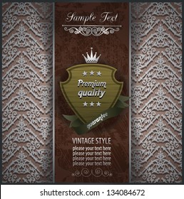 vintage label with vertical stripe for text