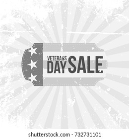 Vintage Label with Veterans Day Sale Text