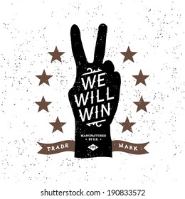 vintage label with we will win ( T-Shirt Print )