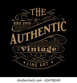 Vintage label western hand drawn antique frame typography vector illustration