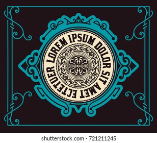 Vintage label western hand drawn antique frame typography vector illustration