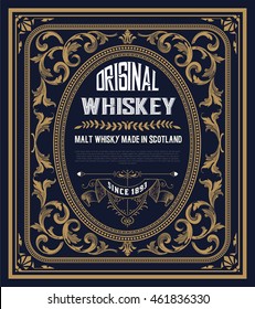 Vintage label for whiskey. You can apply this design for another products too. Vector illustration