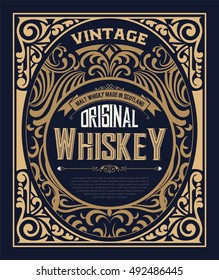 Vintage label for whiskey. You can apply this design for another products too. Vector illustration