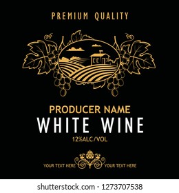 vintage label for wine bottles with grapes
