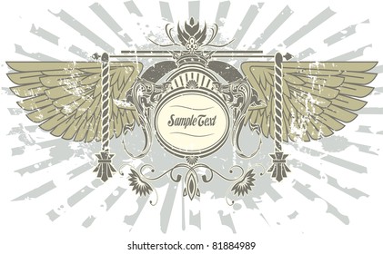 Vintage label with wings